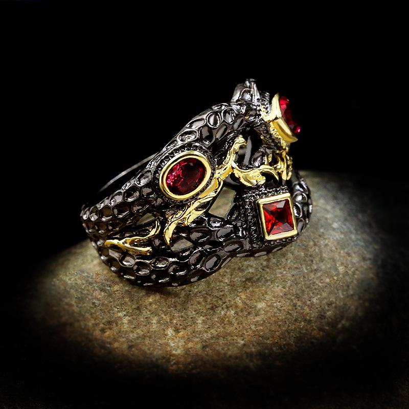 Two Color Electroplated Colored Zircon Ring European and American Fashion Retro Womens Jewelry