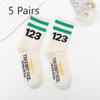5 Pairs of Socks Women's Spring and Autumn Models of Mid-calf Socks Two Bar Digital Tide Cotton Outer Wear Summer Couple Socks