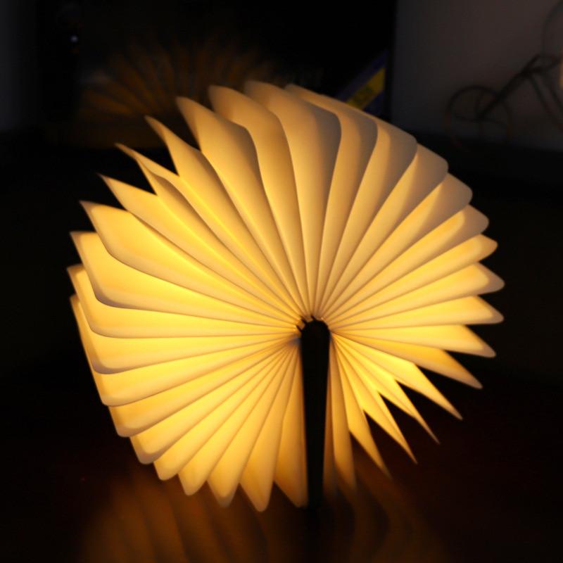 Нетоксичная светодиодная креативная 3D книжная лампа с текстурой дерева, светящийся подарок для нее, складной экран на 360 градусов, ночник для сна