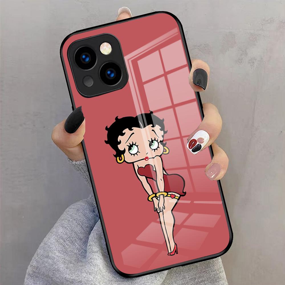 Betty Beautiful B-boop Phone Case For IPhone 17 Pro Max 16 15 14 Pro Max 13 11 X Xs Xr 8 7Plus Glass Cover