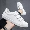 Fashion Men Pu Leather Casual Shoes for Men Hook Loop Loafers White Shoes Fashion Skateboard Shoes Flat Male Sneakers Tenis Para Hombre