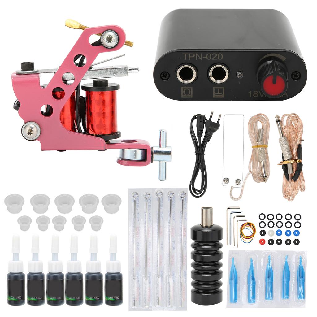 Набор для татуировки с катушкой, блок питания, педаль, шнур, игла для татуировки, набор для начинающих