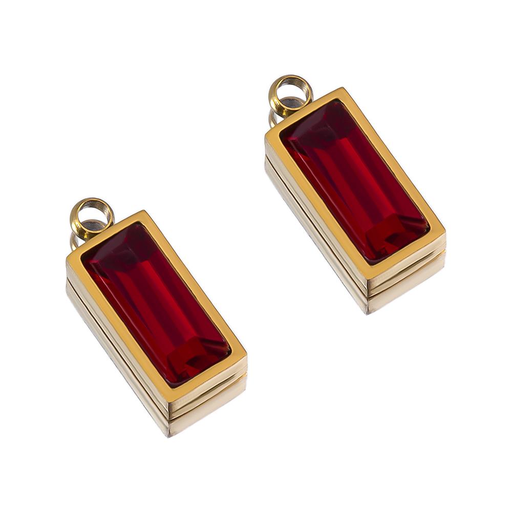 2pcs Luxury Zircon Birthstone Charm Stainless Steel PVD Gold Plated Pendant 4x10mm DIY Bracelet Necklace Jewelry Accessories