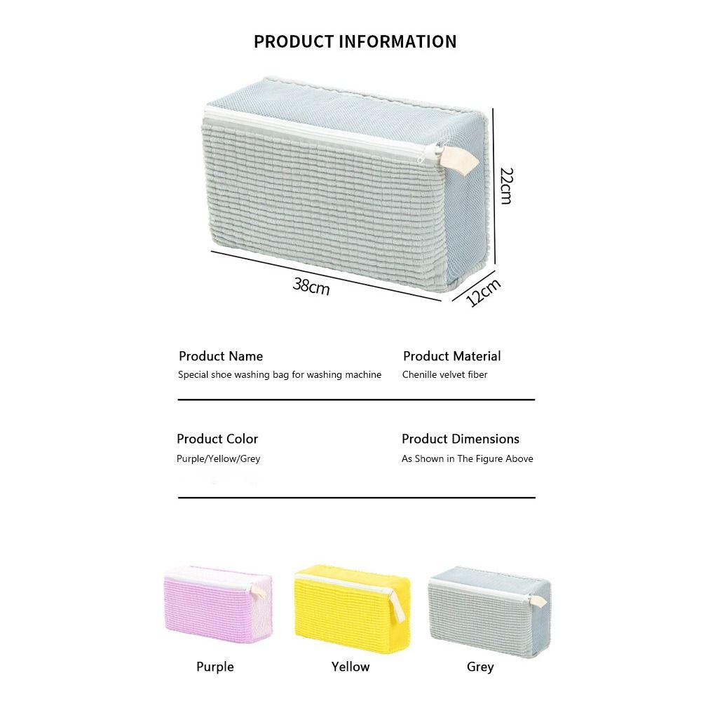 Fluffy Chenille Shoe Washing Bag Zipper Closure Shoes Cleaning Bag Washing Machine Bag Household