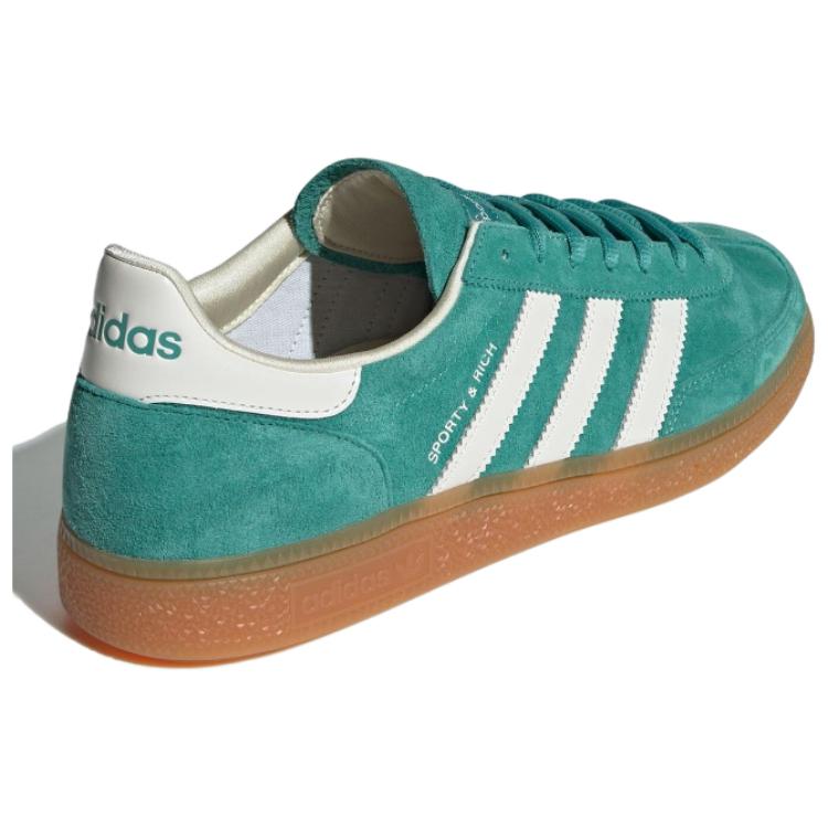Мужские кроссовки Sporty & Rich x adidas Handball Spezial Зеленый с коричневой подошвой Мужские Кроссовки Базовый Белый IH2148