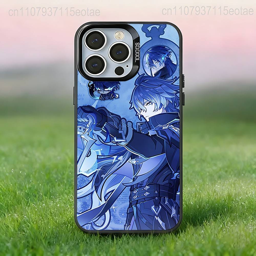 G-Genshin impact Чехол для телефона Flins для iPhone 17,16,15,14,13,12,11,Pro,XS,Max,Plus,Mini,SE4,E Черный Матовый Ударопрочный Чехол