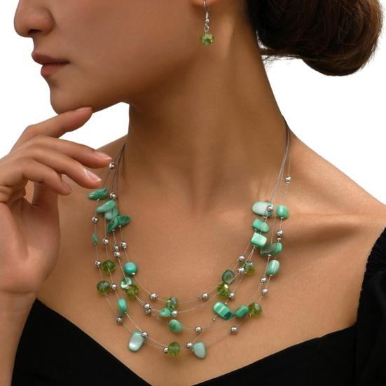 Set Bohemian Style Multi Layers Asymmetric Electroplated Stone Faux Crystal