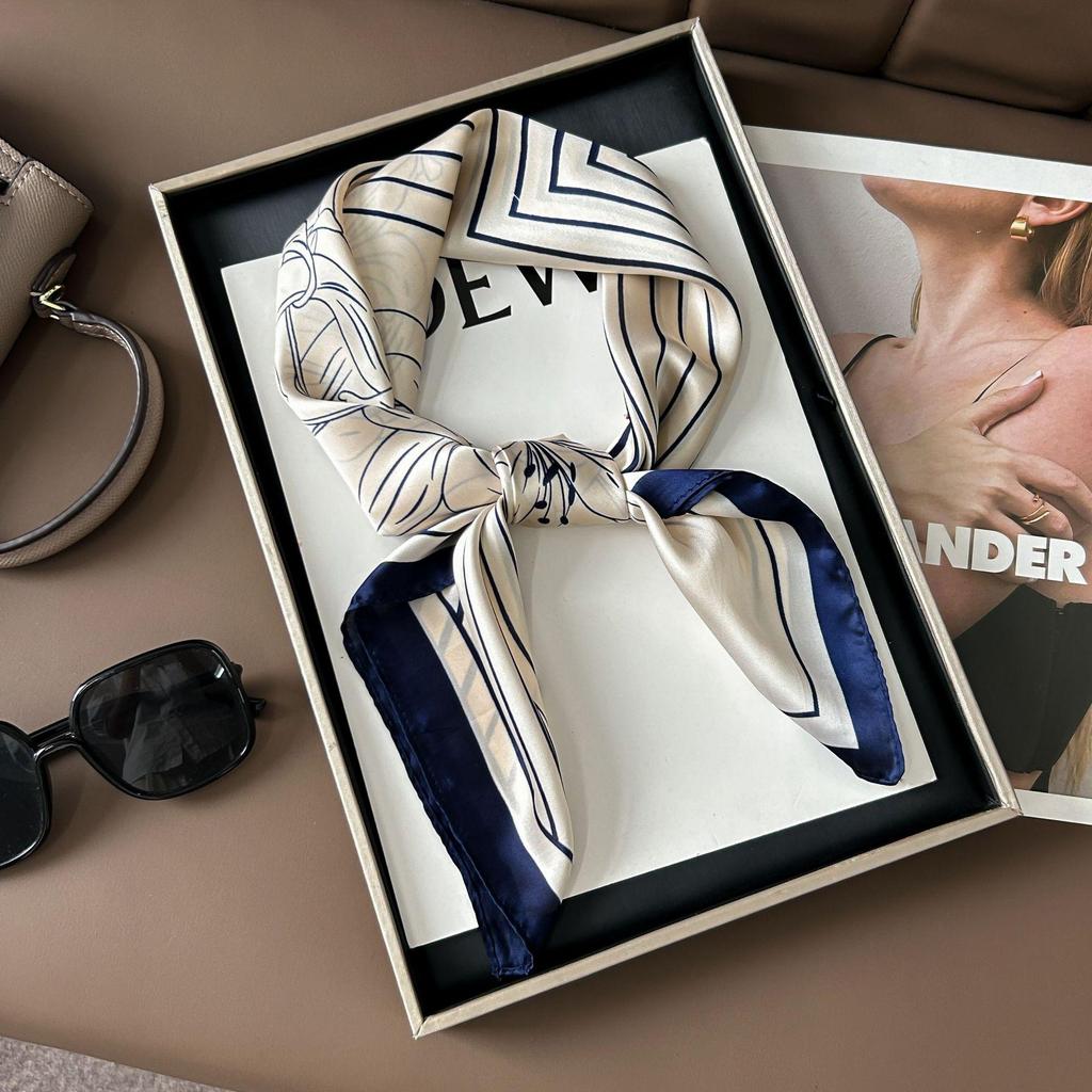 Шелковый шарф премиум-класса с принтом в корейском стиле - Универсальный модный аксессуар