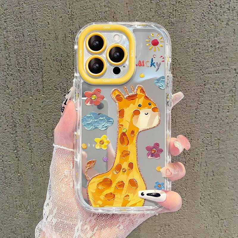 Ins Картина маслом слон Iphone16promax Чехол для телефона Apple 15 High-end Sense 14 Mirror 13 Giraffe 7/8