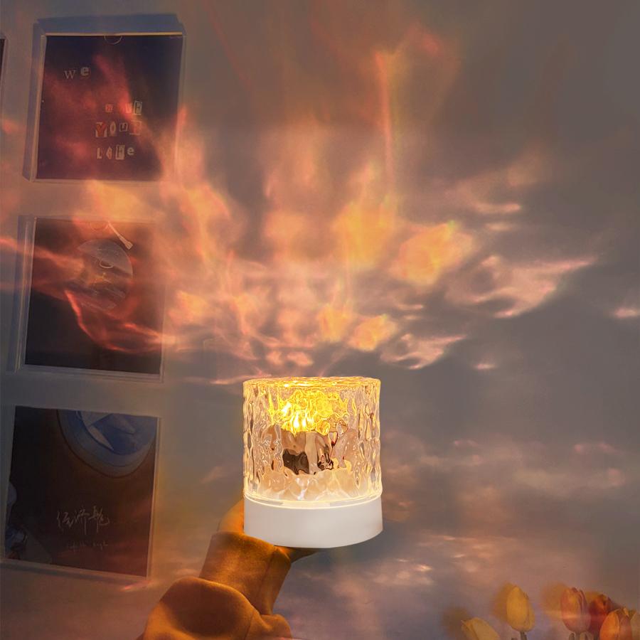 Динамичный вращающийся ночник с эффектом водной ряби, проектор океанских волн, 16-цветная хрустальная настольная лампа с пультом дистанционного управления для вечеринки