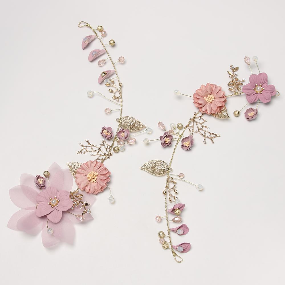 Hair Jewelry Headpiece Crown Purple Flower Tiara Pearl Hair Band Bride Headwear Headdress