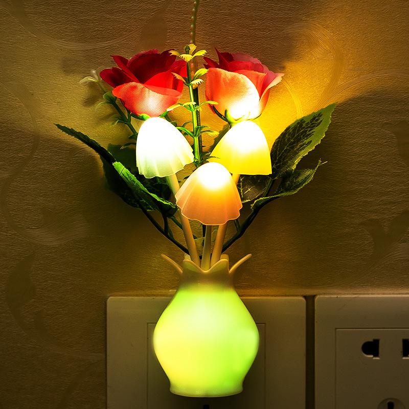 Wall Lamp Home Mushroom Night Lights Induction Luminous Mushroom Lamp US Plug 7 Color Night Light Led Night Lights  Accessories