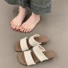 Woven One-Word Slippers Gentle Fairy Vacation Beach Slope Heel Cool Slippers
