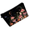 Cute Mushroom Print Cosmetic Bag Large Capacity Polyester Travel Storage Bag Zipper Coin Purse