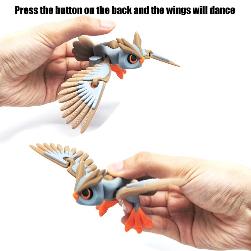 3D Printed Flying Owl Toy:Lifelike Desk Decor with Movable Wings for Realistic Soaring - Educational Gift