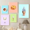 Pizza Champagne Fruit Cream Poster and Print Cartoon Food Canvas Painting Wall Art Pictures Kitchen Bar Club Room Home Decor