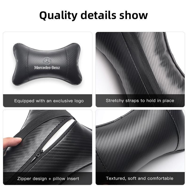 ULA5 Premium Car Seat Headrest Carbon Fiber Pillow Neck Support For Mercedes Benz AMG W177 W176 X166 X167 C257 C218 X253 C118 C117