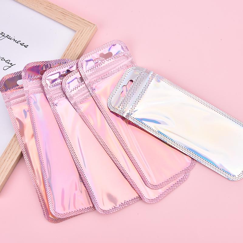 50 шт., 4 стиля, лазерная упаковка, плоская косметичка, голографические мини-сумки