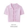 Kaslead New Women Clothes Western Style Bowknot Decoration Knitted Short Sleeve Round Neck Top 2142007 637