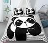 3D Cartoon Panda Duvet Cover Set Cute Panda Comforter Cover Bamboo Black White Bear Polyester Bedding Set For Boys Girls Teens