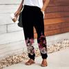 Women 3D Multi Colored Flowers Print Pants Lace Up Elastic Waist Loose Trousers Casual Long Pants Trousers with Pockets