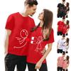Women's Short Sleeve Round Neck Printed Tops,Couple Tshirts For Him And Her,Matching Couples Shirts