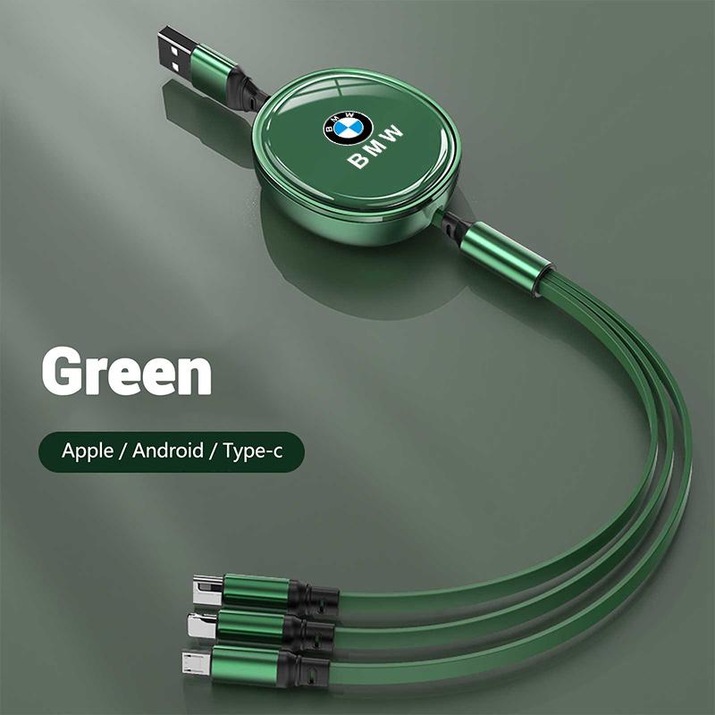 UYDH3 Hot 2025 Cable Scalable Phone Car Interior 3 In 1 USB Fast Charging Cable For BMW Series X1 X3 X4 X6 E90 E91 I3 I4 F30 F48 F30 F