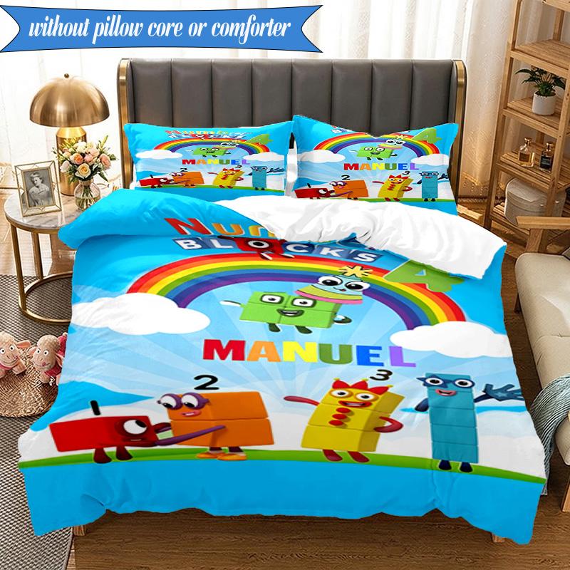 Number-Blocks Adventure 3pcs K-pop music group Bedding set,Ideal for Bedroom, Dormitory,Including Duvet Cover And 2pcs Pillowcases,Fan gifts