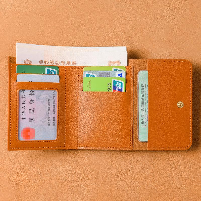30% Off Wallet Women's Short Korean Version Simple Solid Color Wallet Card Bag Foreign Trade Small Wallet Folding Women's Wallet