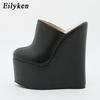 Модные женские шлепанцы Eilyken на супер платформе с танкеткой, летняя мода, однотонные, с круглым носком, на высоком каблуке, женские мюли