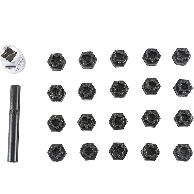 New 22pcs Wheel Lock Lug Nut Removal Key Socket Set Anti-Theft Screw Kit for VW 521-540 Anti-Theft Screw Sleeve