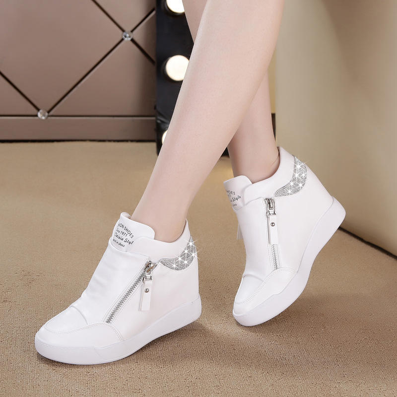 Fashion High Quality Women's Small White Shoes High Heels Sneaker Outdoor Casual Leather Sports Platform Shoes