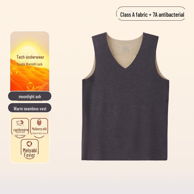 Бесшовный антибактериальный бархатный кашемировый теплый жилет класса А для мужчин