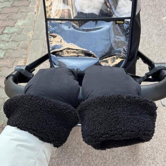 Зимние перчатки для коляски Водонепроницаемые Теплые муфты для рук Защита от холода и ветра Универсальные варежки с плюшевой подкладкой для малыша и родителей Прогулки Поездки за покупками