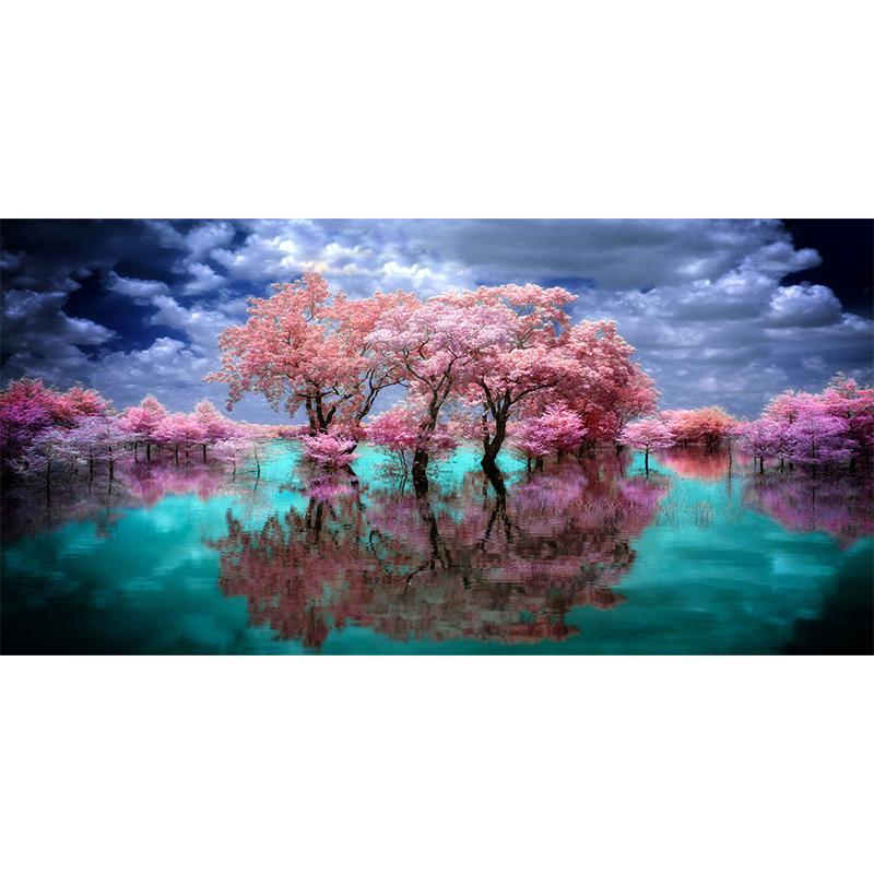 DIY 5D Diamond Painting Cherry Blossom Tree Scenery Full Diamond Embroidery Landscape Living Room Modern Art Wall Home Decor