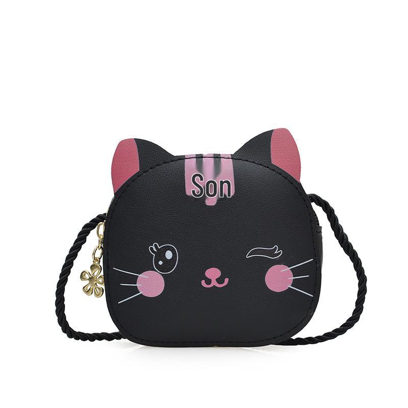 Cute Cartoon Kitten Color Block Kids' Crossbody Coin Purse and Shoulder Bag