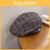 Grid Trendy Retro Print Newsboy Cap Windproof Warm Features Casual Streetwear