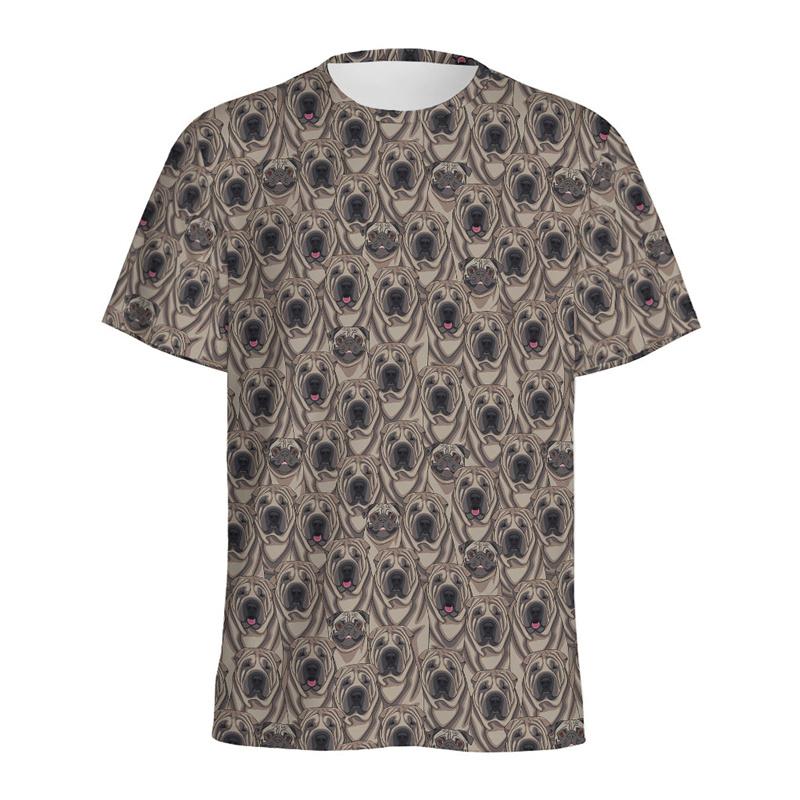 Футболка по стандарту Пекина для мужчин и детей, футболка с изображением собаки в 3D-принтере, RUA, очень большой размер, короткие рукава