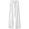 Dimanaf 2024 Plus Size Summer Long Pants Women Elastic Pants Loose Straight Casual Female Basic Trousers Wide Leg Pants White 5XL