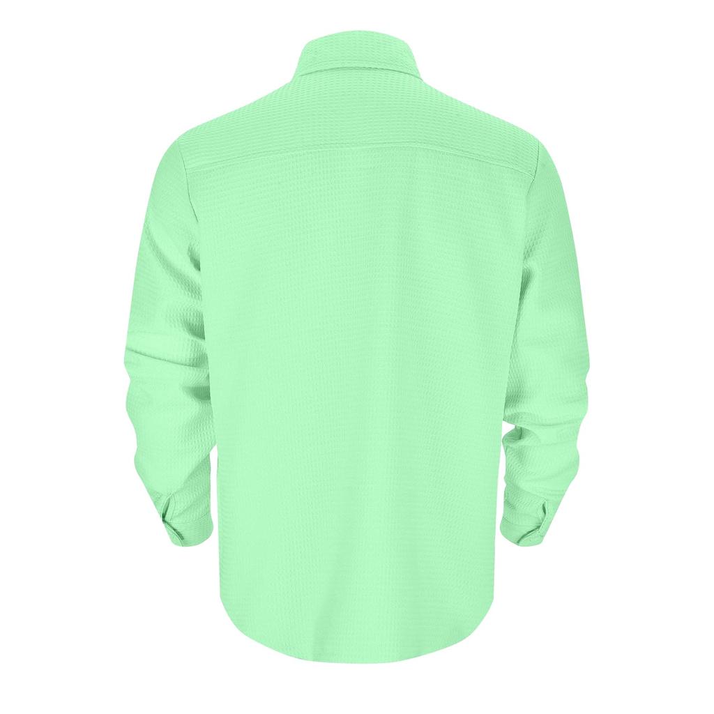 Мужская однотонная рубашка с длинным рукавом Мужская повседневная свободная рубашка с длинным рукавом на пуговицах