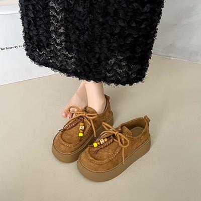 Женские кроссовки с бисерной отделкой, в стиле ретро, для работы, на толстой подошве, увеличивающие рост, удобные, легкие, подчеркивающие темперамент, ретро, не утомляющие ноги, повседневные