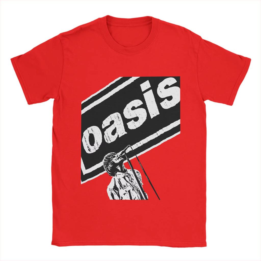 Унисекс Футболка Oasis Хипстерская Хлопковая Футболка Короткий Рукав Футболки с Принтом Рок-Группы Топы с Круглым Вырезом Одежда Большого Размера