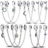 Sparkling Clear Silver Safety Chain 925 Silver Safety Chain Charm Beads Fit Original Bracelet Diy Jewelry