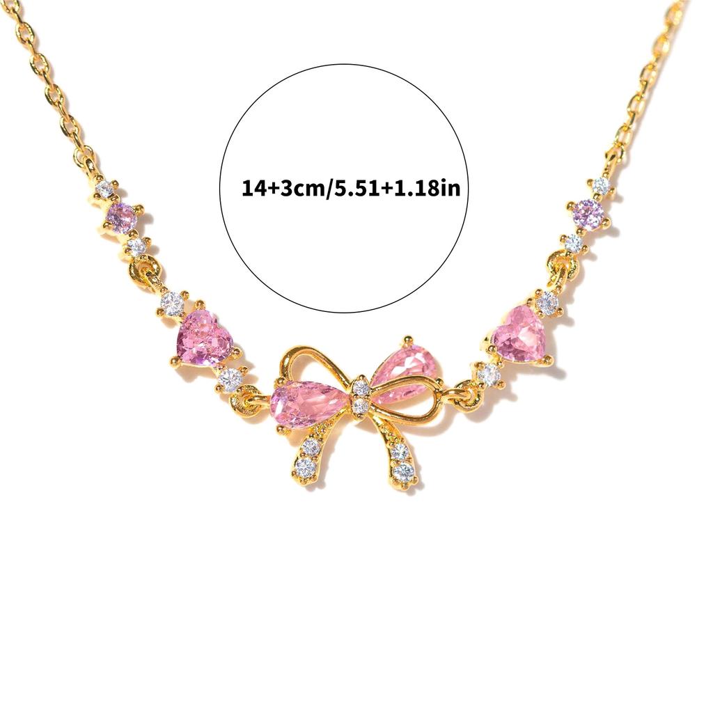 Стильный браслет с подвесками в виде сердца и банта из циркония, регулируемая длина цепочки, женский аксессуар на запястье для вечеринки