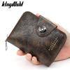 Men's Retro Leather Card Holder with Magnetic Buckle - Large Capacity Accordion Design for Cards, ID, and Coins