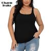 Plus Size Tank Top for Women with Shelf Bra Adjustable Wide Strap Camisole Summer Basic Cotton Udershirts 1X-5X