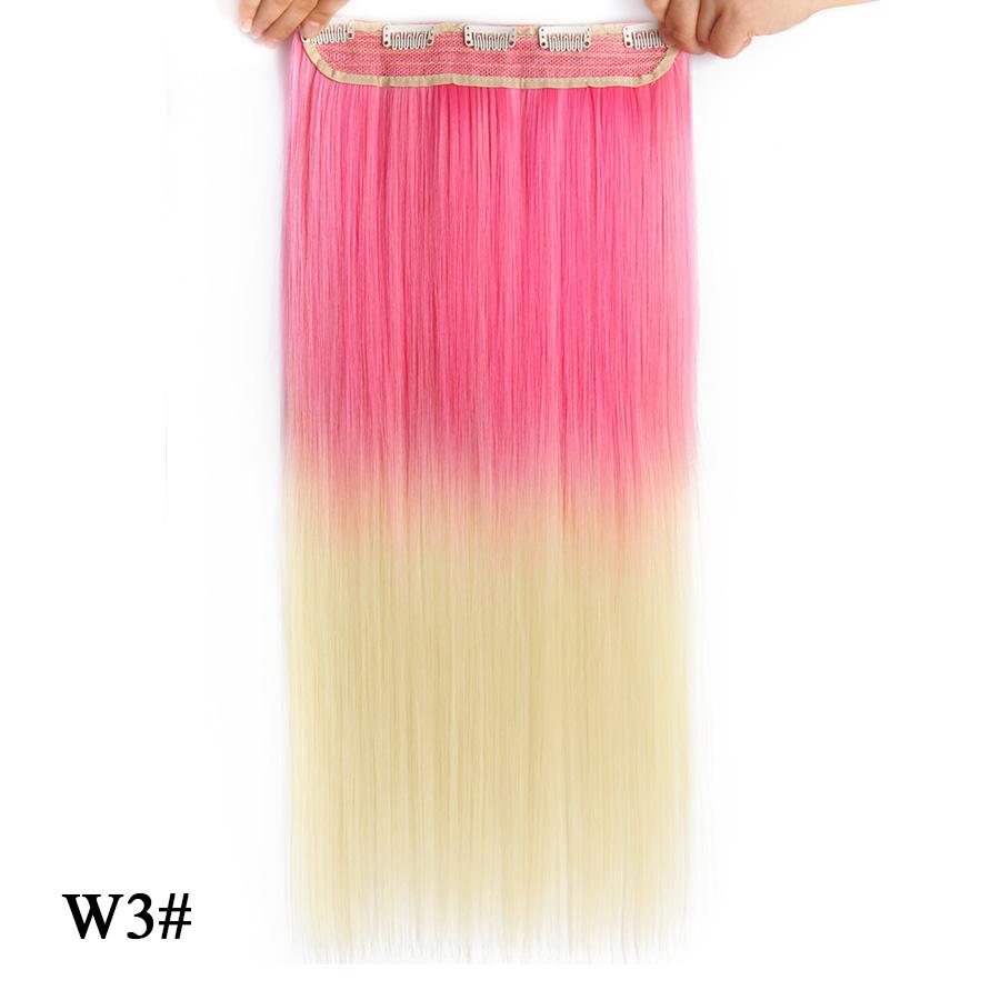 Прямые наращивания волос Ombre Розовый Фиолетовый Наращивание волос на 5 клипсах Синтетические дешевые 22 дюйма для женщин