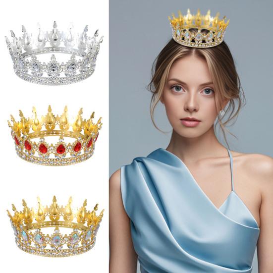 Women Crown Tiara Shiny Rhinestones Inlaid Queen Bridesmaids Crown Accessory for Wedding Halloween Birthday