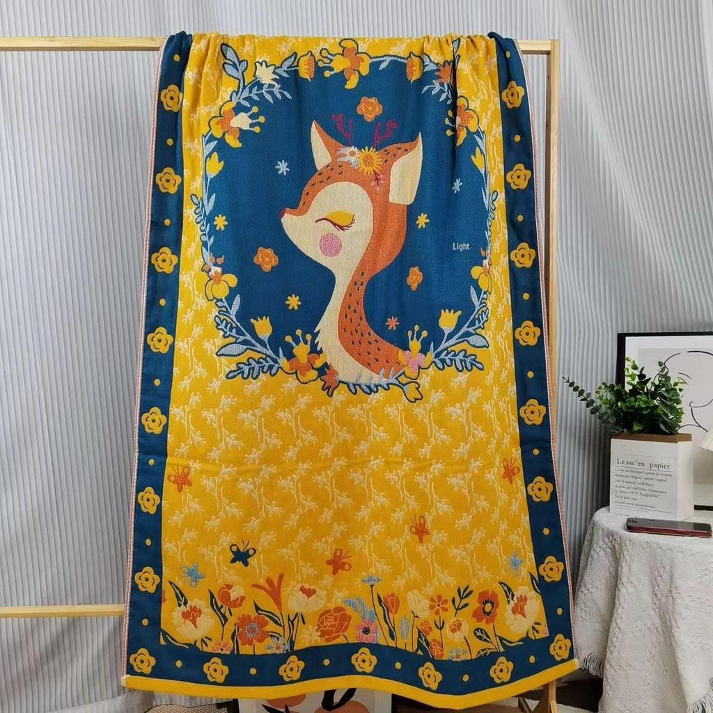 Extra Large Cotton Gauze Cartoon Bath Towel - Soft, Quick-Drying for Adults & Kids