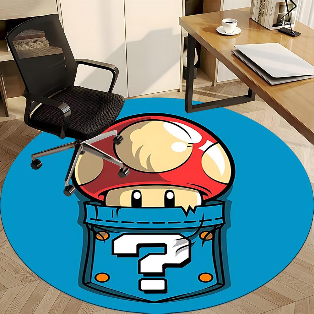 1pc Mario Mushroom Mystery Office Round Area Rug, Under Office Chairs Bedroom Living Room Home Decor a0926205